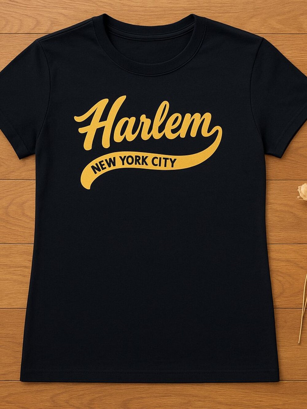 Harlem New York City Vintage Script Graphic T-Shirt